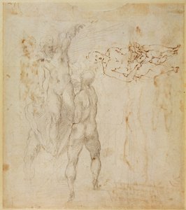 Mannelijke groep en zittende figuur met kind door Michelangelo Buonarroti